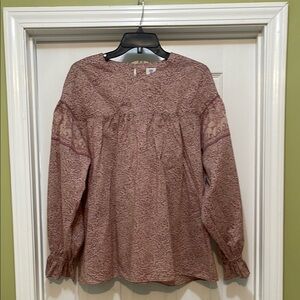 Anna Sui X Uniqlo - mauve Boho patterned top floral flowy long sleeve - size XL